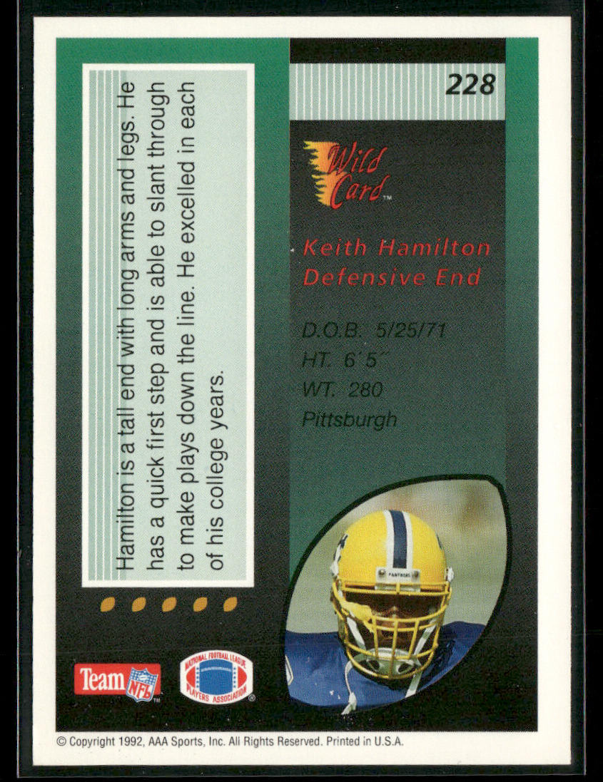 Keith Hamilton 1992 Wild Card #228 RC New York Giants