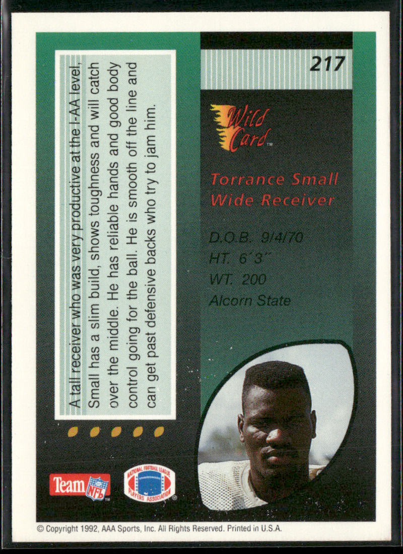 Torrance Small 1992 Wild Card #217 RC New Orleans Saints