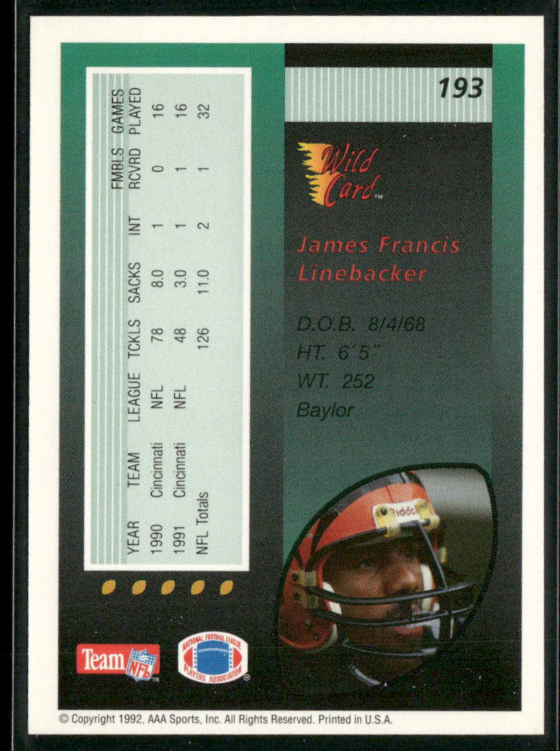 James Francis 1992 Wild Card #193 Cincinnati Bengals
