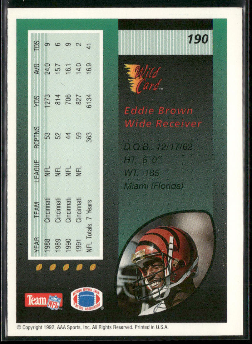 Eddie Brown 1992 Wild Card #190 Cincinnati Bengals