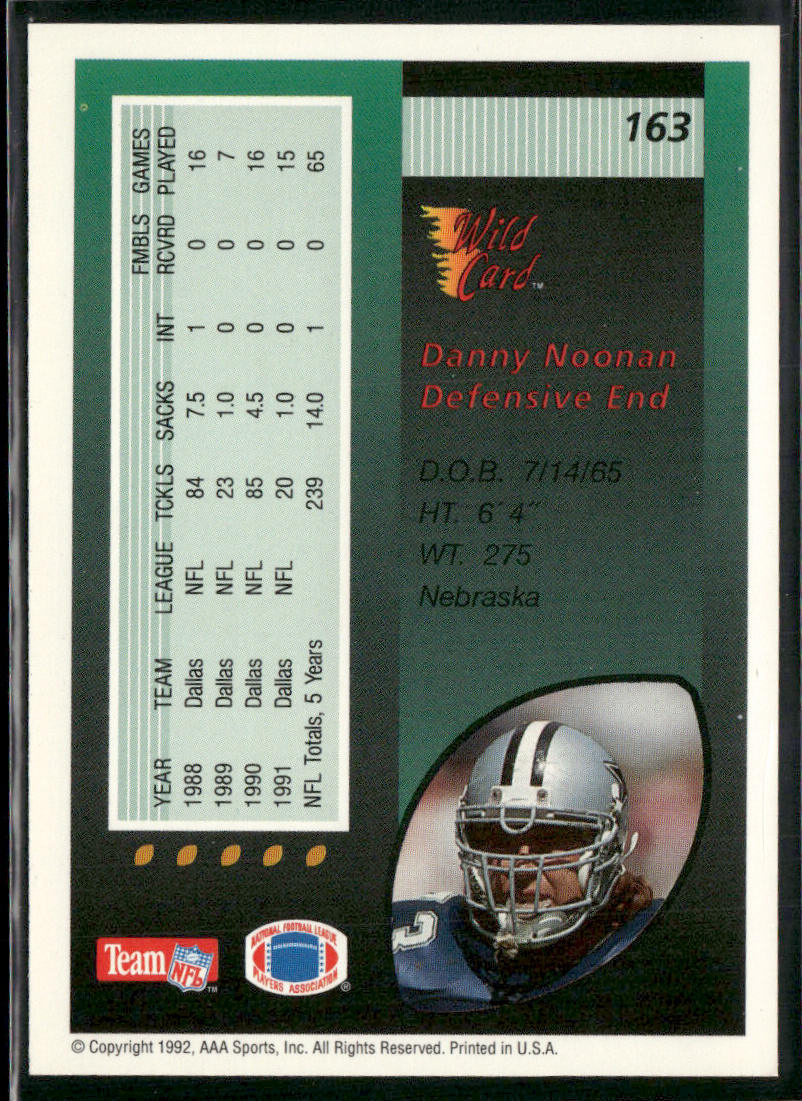 Danny Noonan 1992 Wild Card #163 Dallas Cowboys