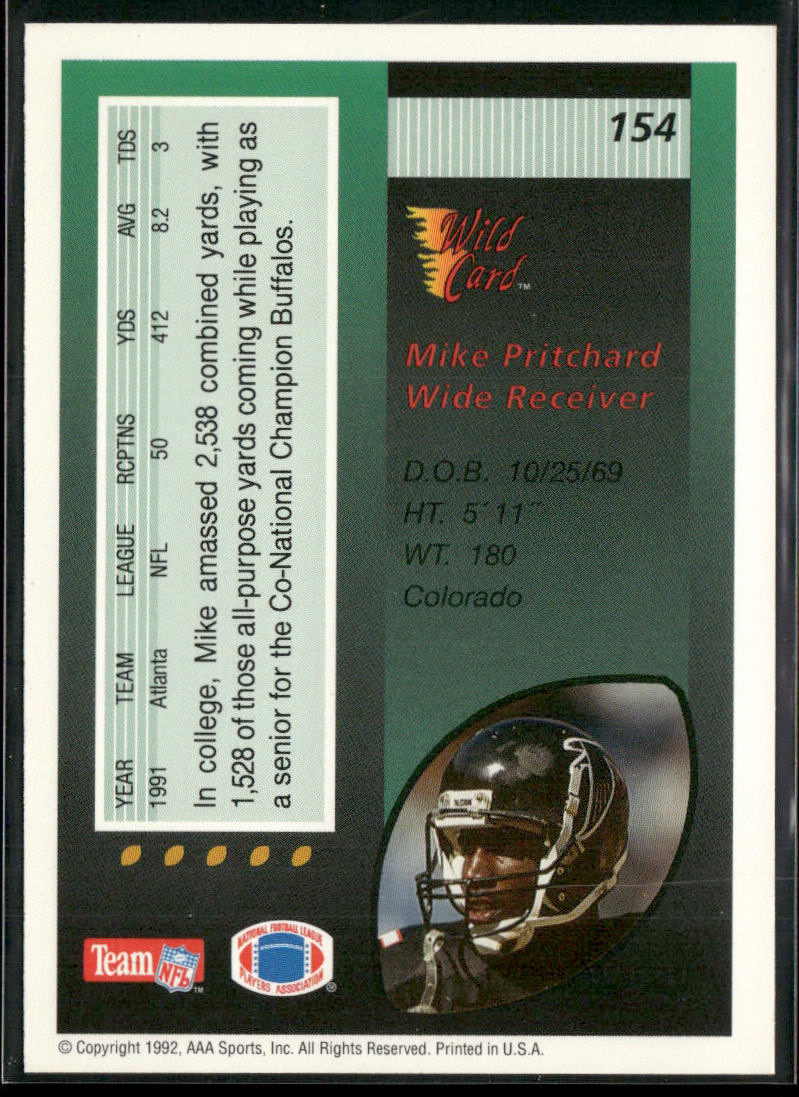 Mike Pritchard 1992 Wild Card #154 Atlanta Falcons