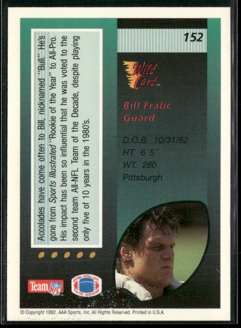 Bill Fralic 1992 Wild Card #152 Atlanta Falcons