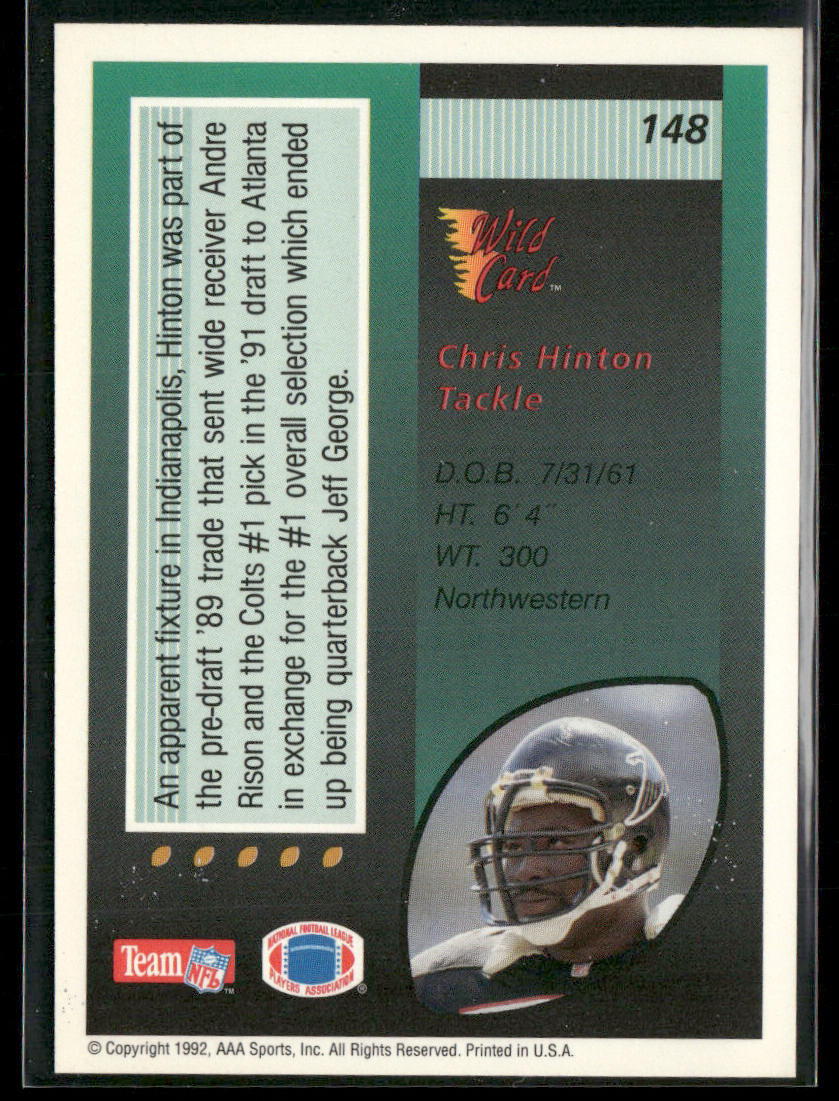 Chris Hinton 1992 Wild Card #148 Atlanta Falcons
