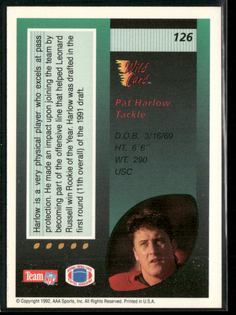Pat Harlow 1992 Wild Card #126 New England Patriots