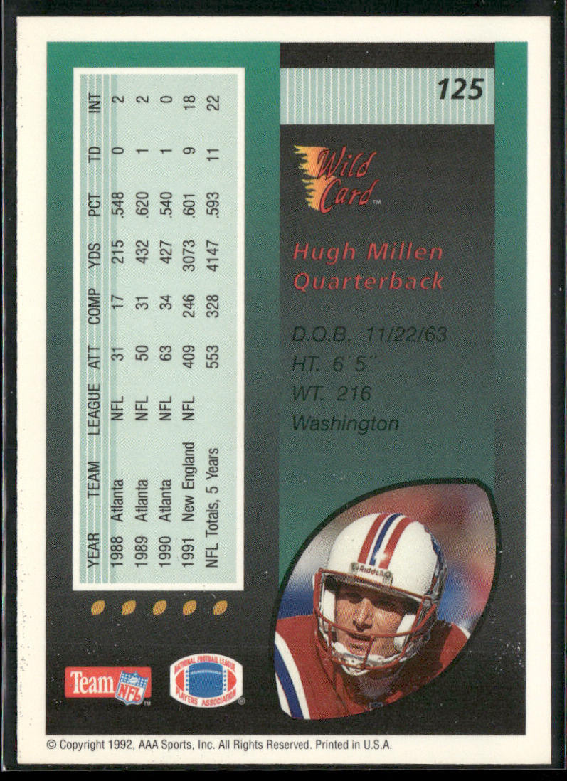 Hugh Millen 1992 Wild Card #125 New England Patriots