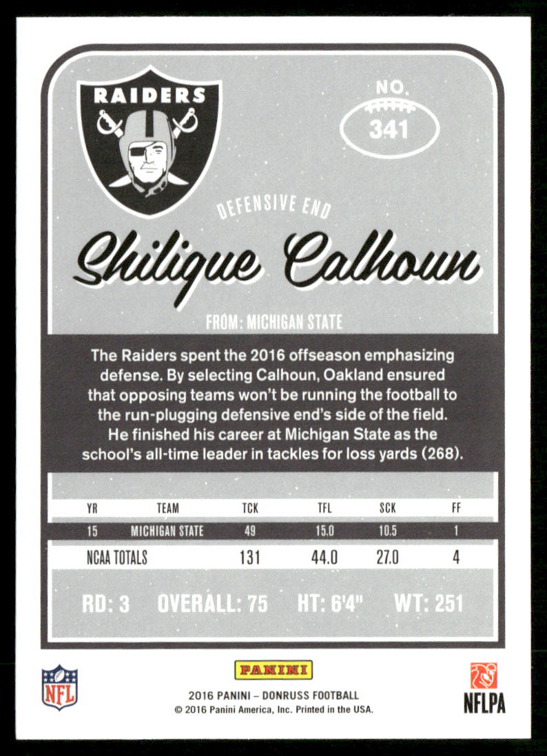 Shilique Calhoun 2016 Donruss #341 RC Oakland Raiders