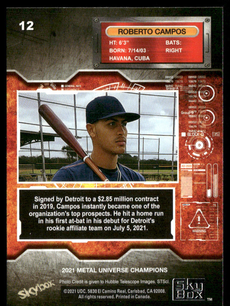 Roberto Campos 2021 SkyBox Metal Universe Champions #12