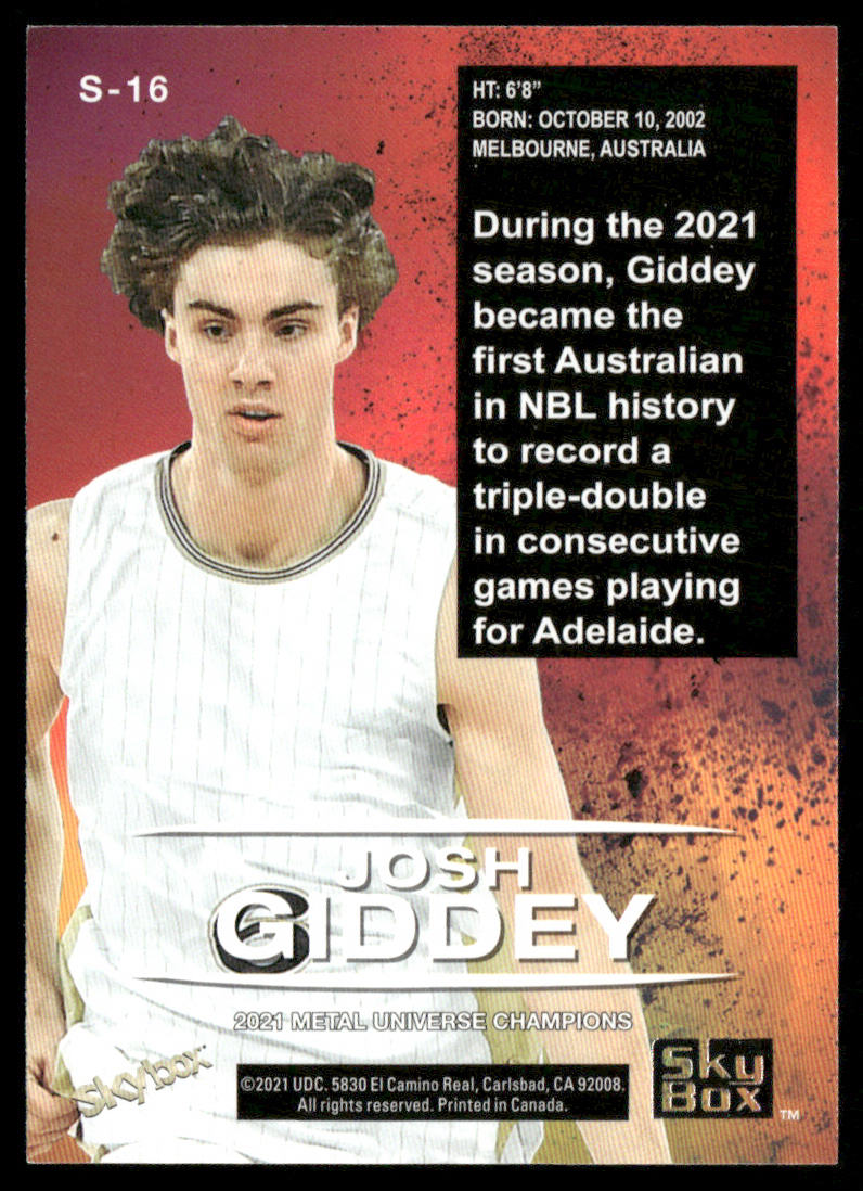 Josh Giddey 2021 SkyBox Metal Universe Champions Skybox Premium #S-16