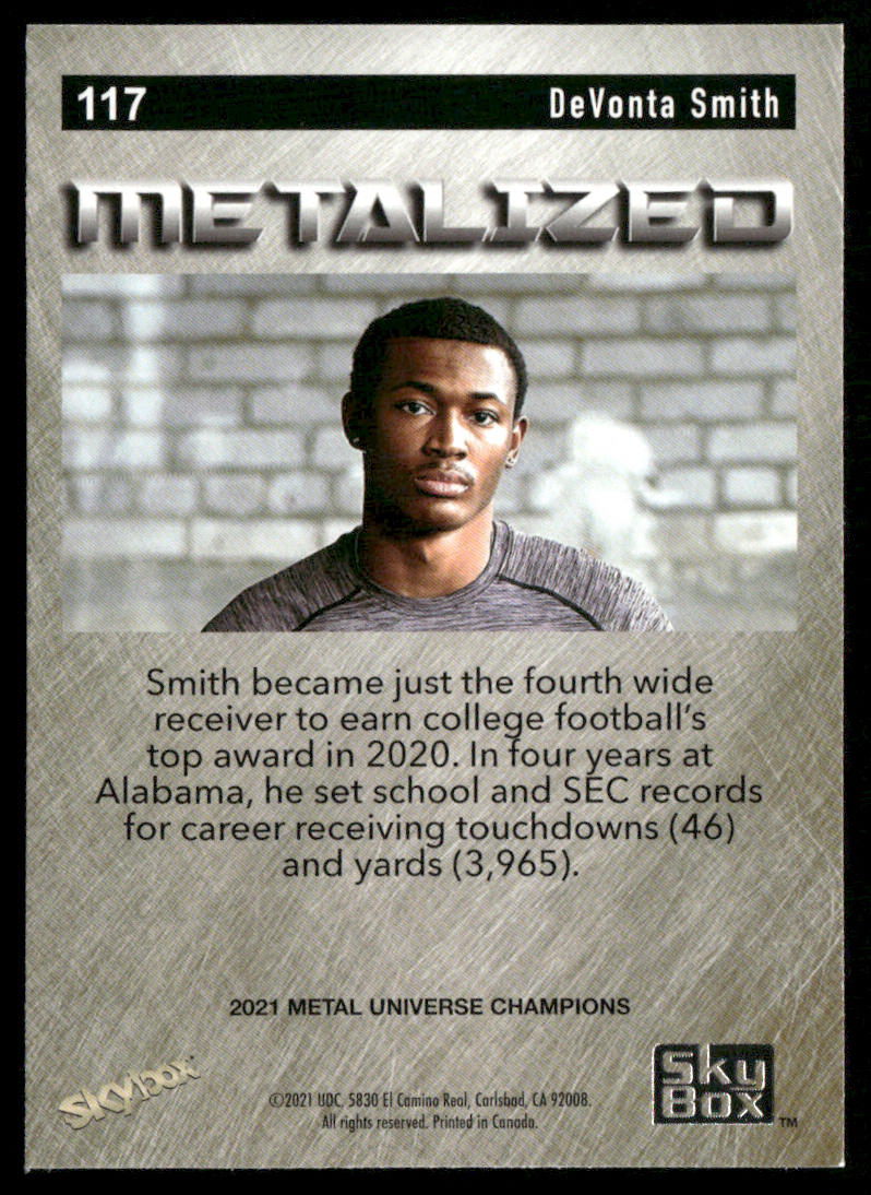 DeVonta Smith 2021 SkyBox Metal Universe Champions #117