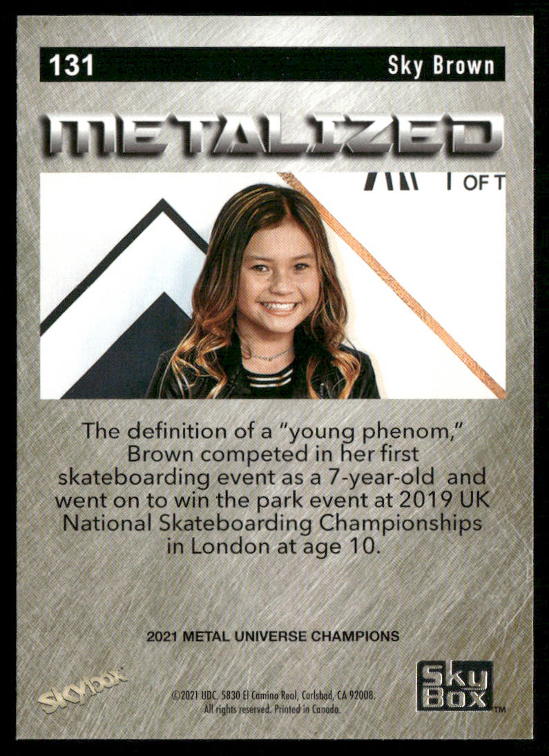 Sky Brown 2021 SkyBox Metal Universe Champions #131