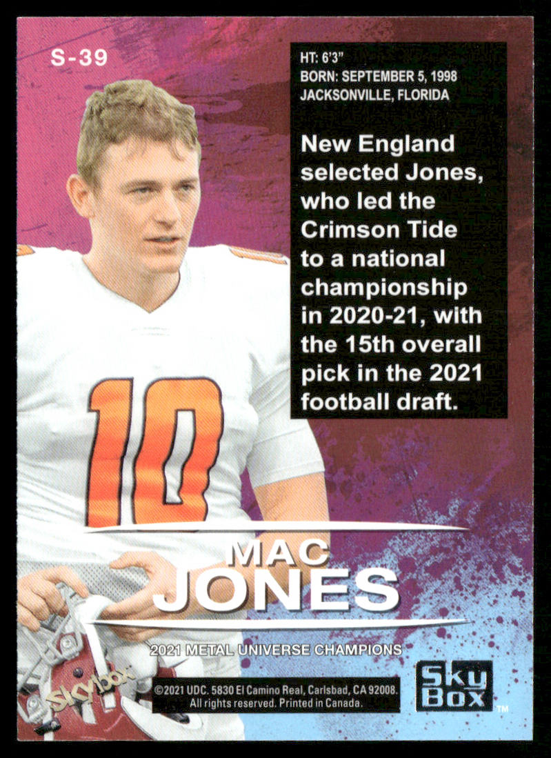 Mac Jones 2021 SkyBox Metal Universe Champions Skybox Premium #S-39