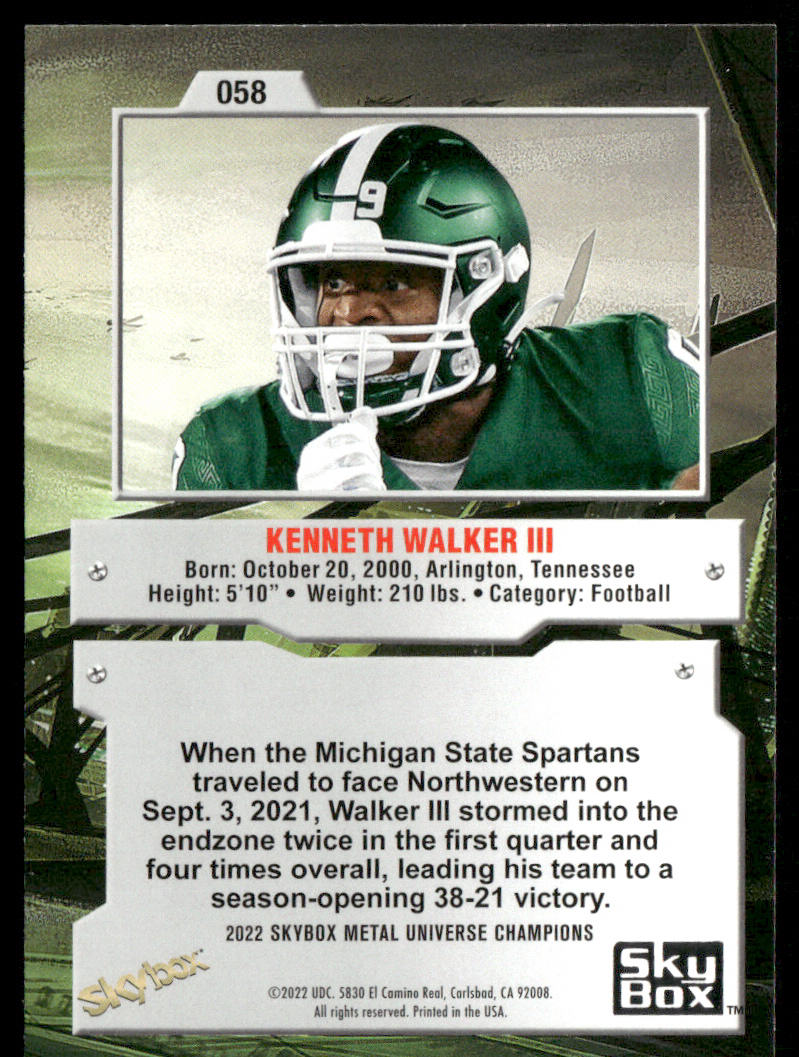 Kenneth Walker III 2022 SkyBox Metal Universe Champions #058