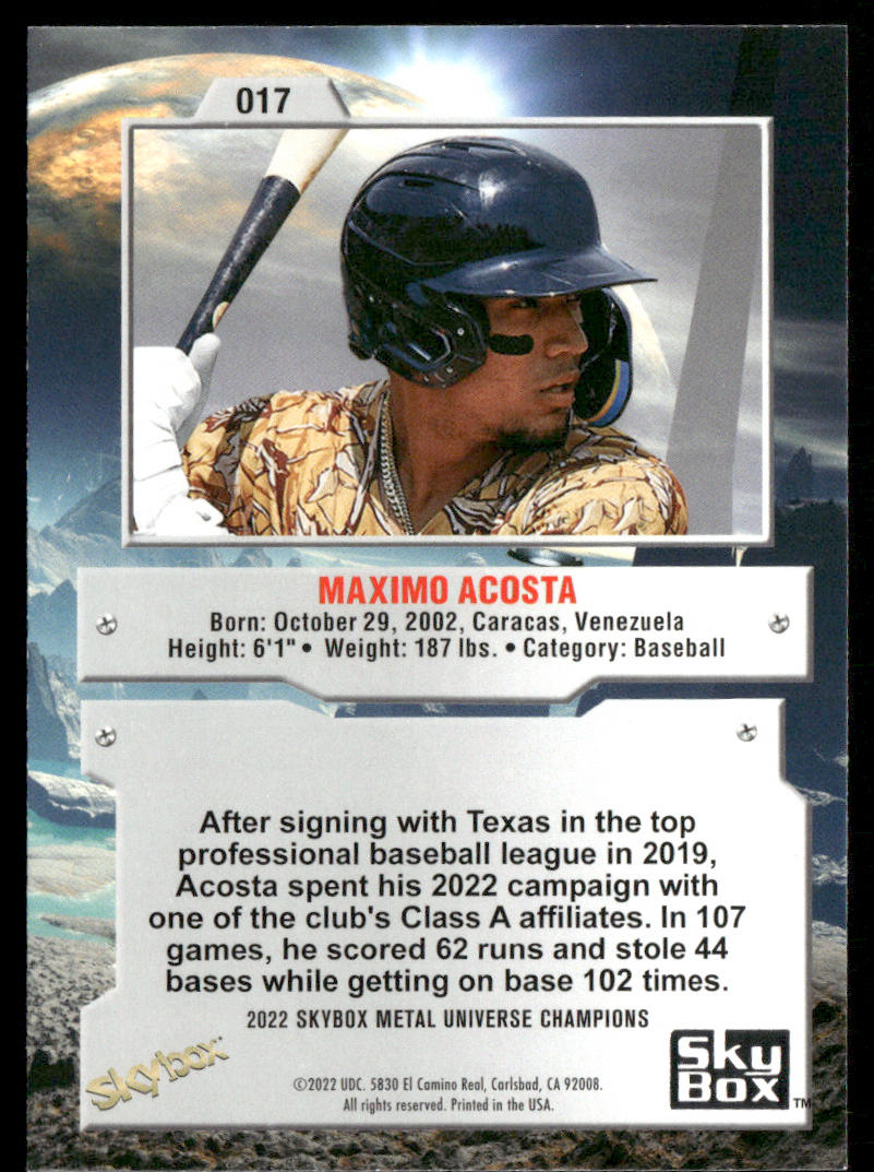 Maximo Acosta 2022 SkyBox Metal Universe Champions #017