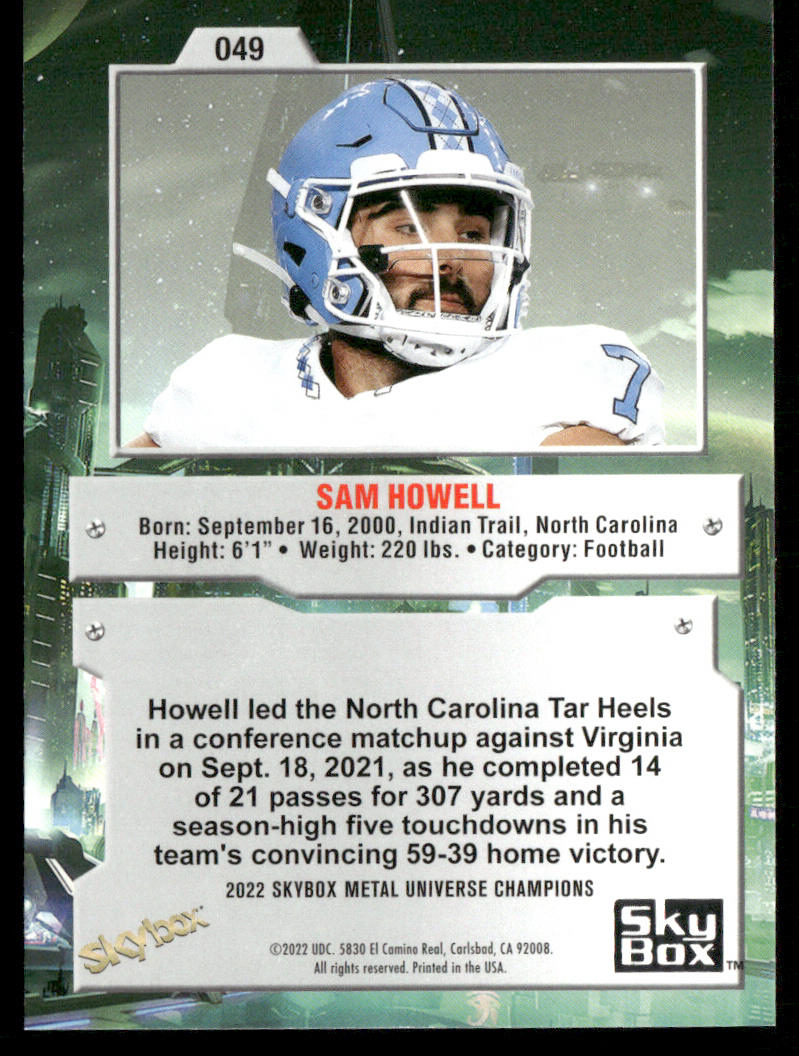 Sam Howell 2022 SkyBox Metal Universe Champions #049
