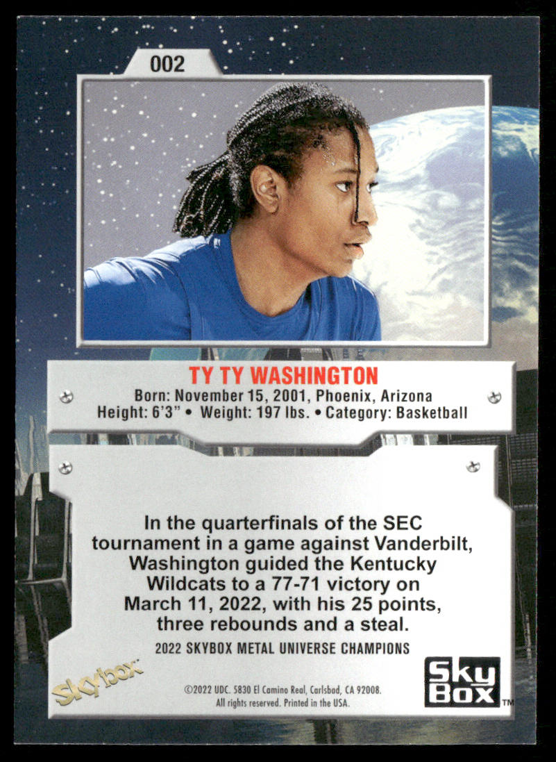 Ty Ty Washington 2022 SkyBox Metal Universe Champions #002
