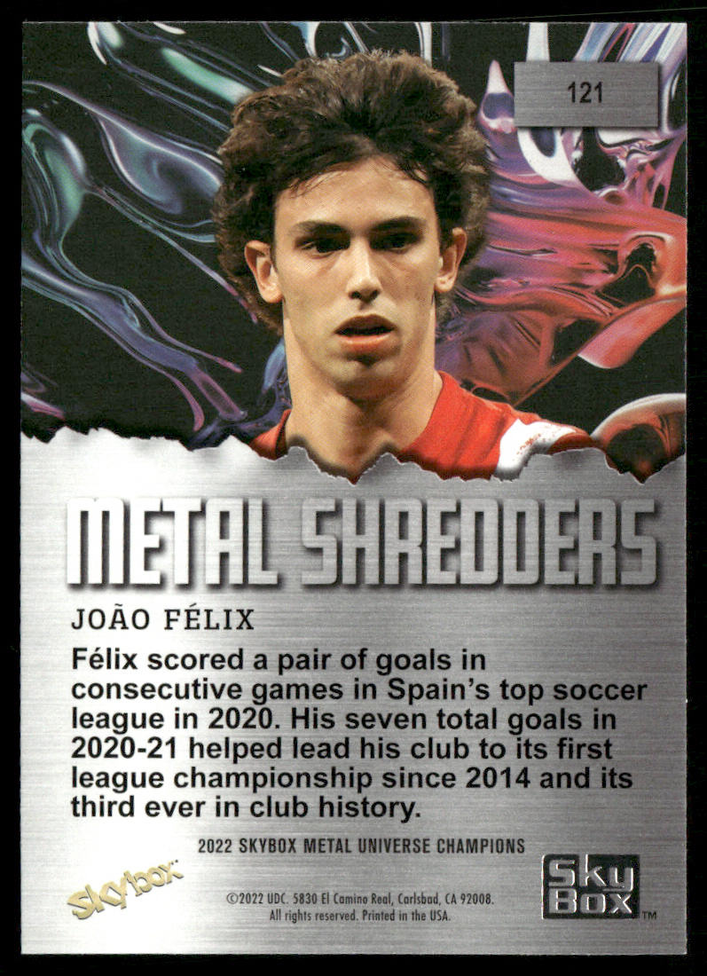 Joao Felix 2022 SkyBox Metal Universe Champions Aqua #121