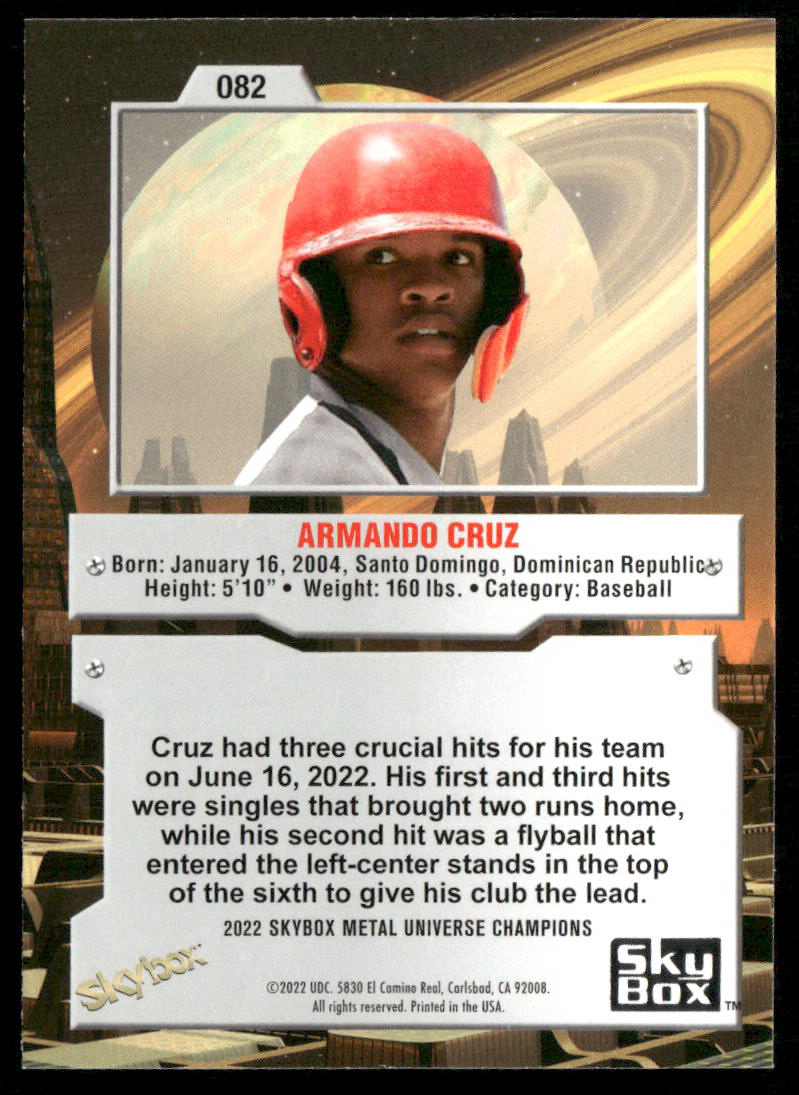 Armando Cruz 2022 SkyBox Metal Universe Champions #082