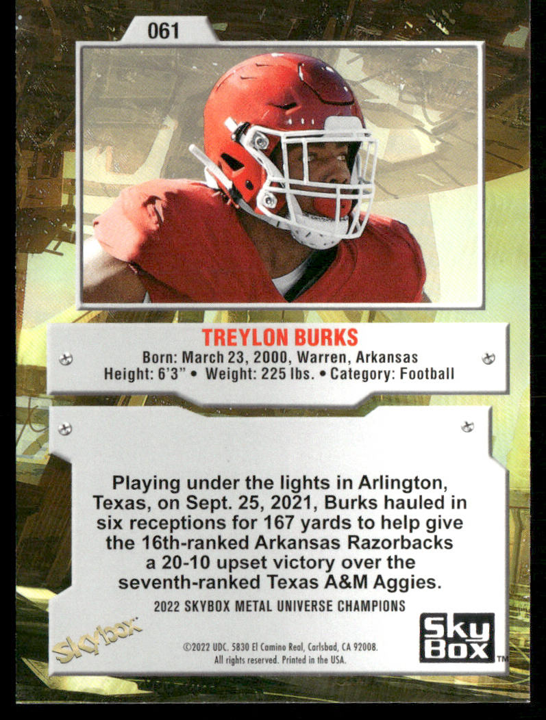 Treylon Burks 2022 SkyBox Metal Universe Champions #061