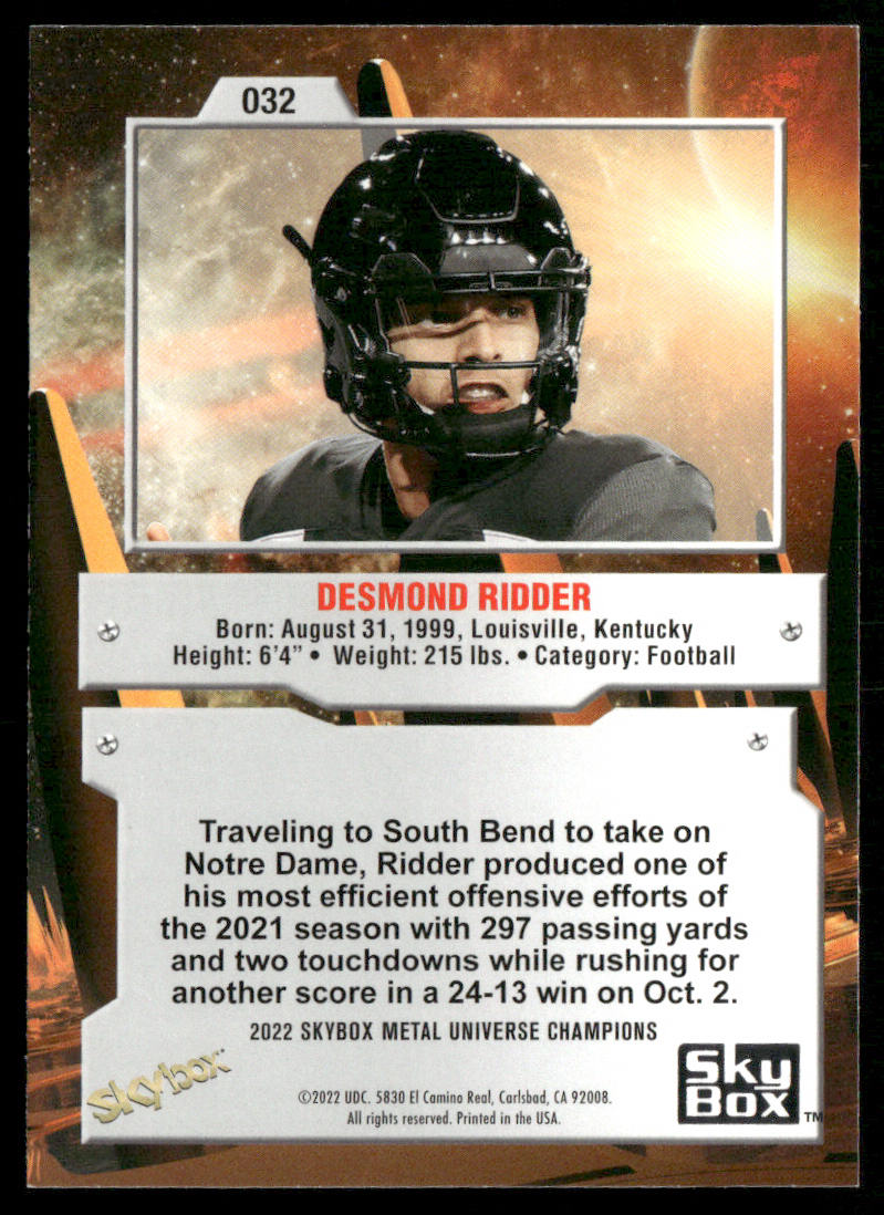 Desmond Ridder 2022 SkyBox Metal Universe Champions #032