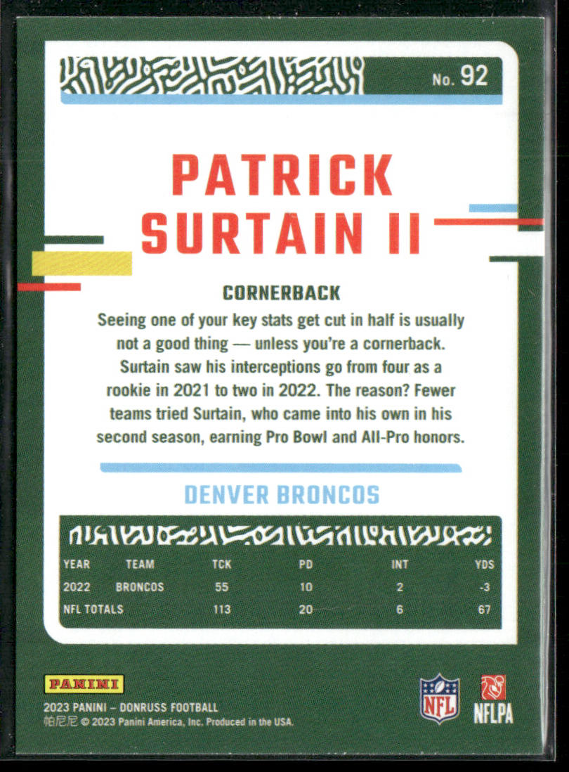 2023 Donruss #92 Patrick Surtain II