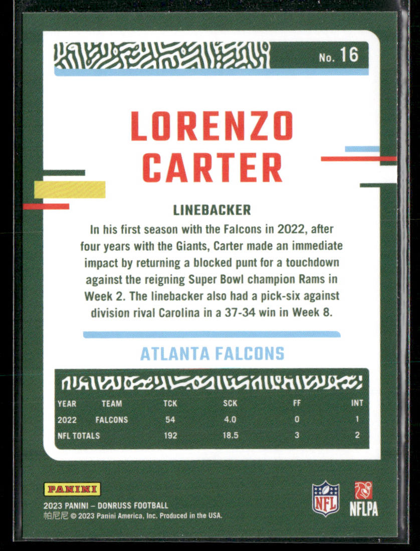 2023 Donruss #16 Lorenzo Carter