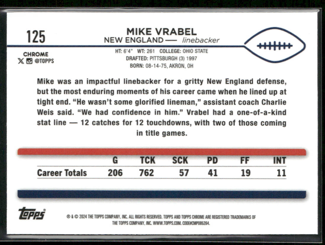 2024 Topps Chrome #125 Mike Vrabel X-Fractor