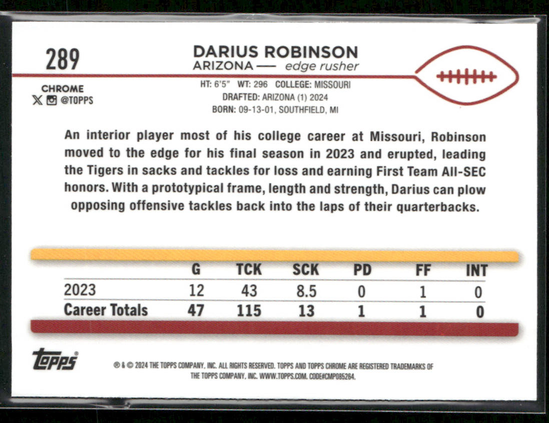 2024 Topps Chrome #289 Darius Robinson X-Fractor