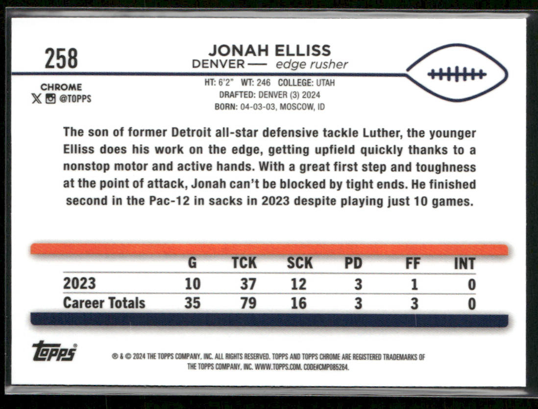 2024 Topps Chrome #258 Jonah Elliss