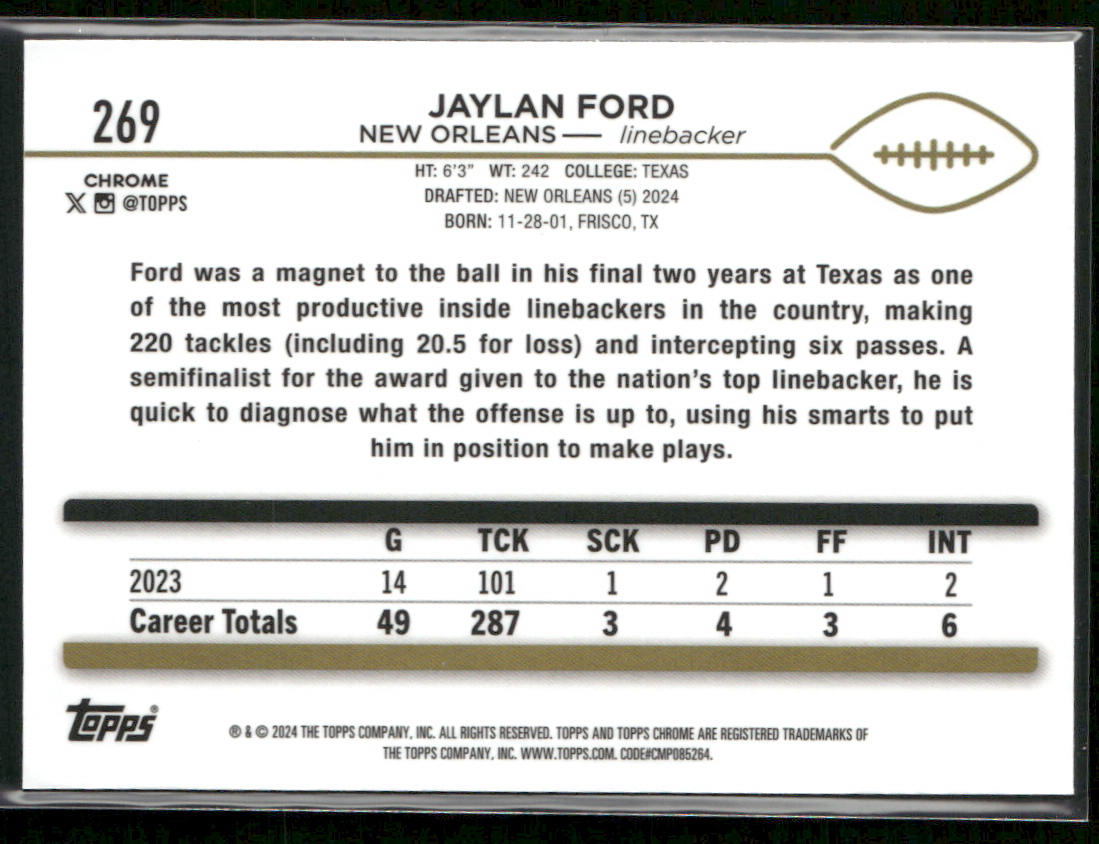 2024 Topps Chrome #269 Jaylan Ford