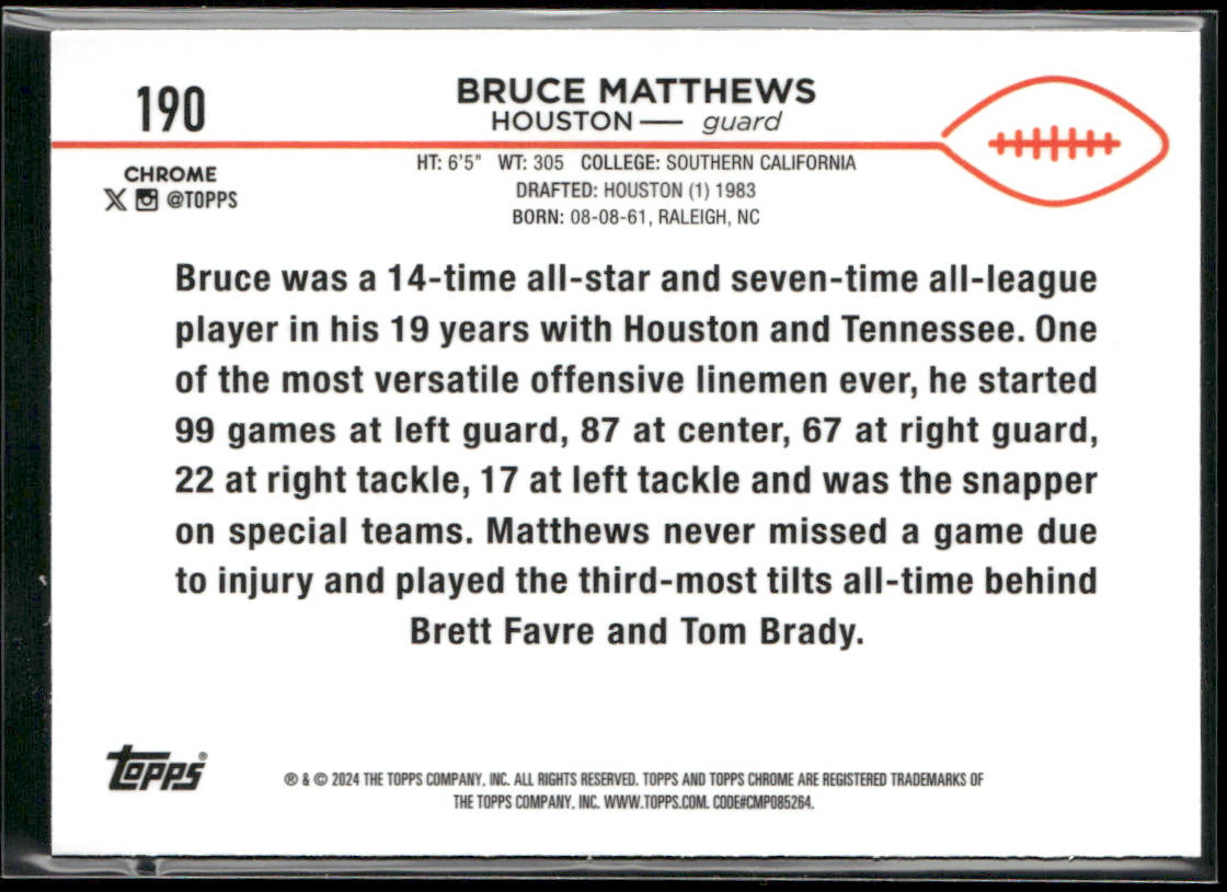 2024 Topps Chrome #190 Bruce Matthews