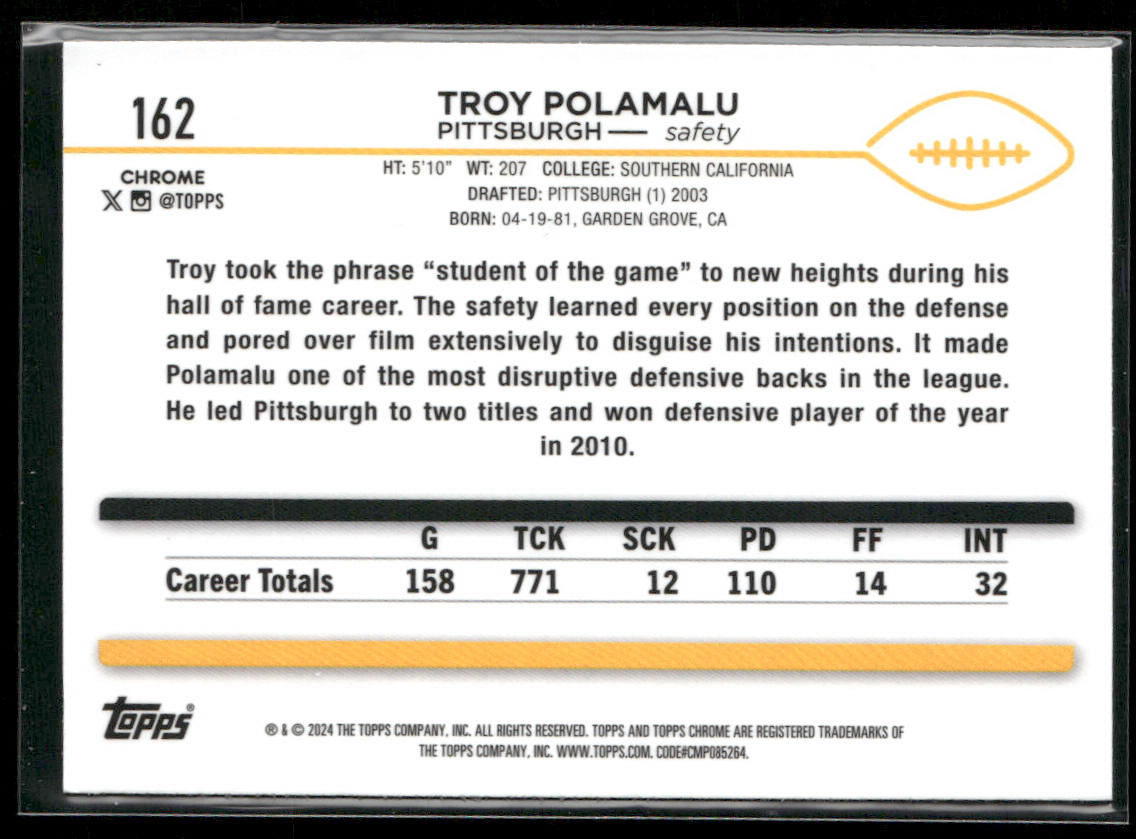 2024 Topps Chrome #162 Troy Polamalu