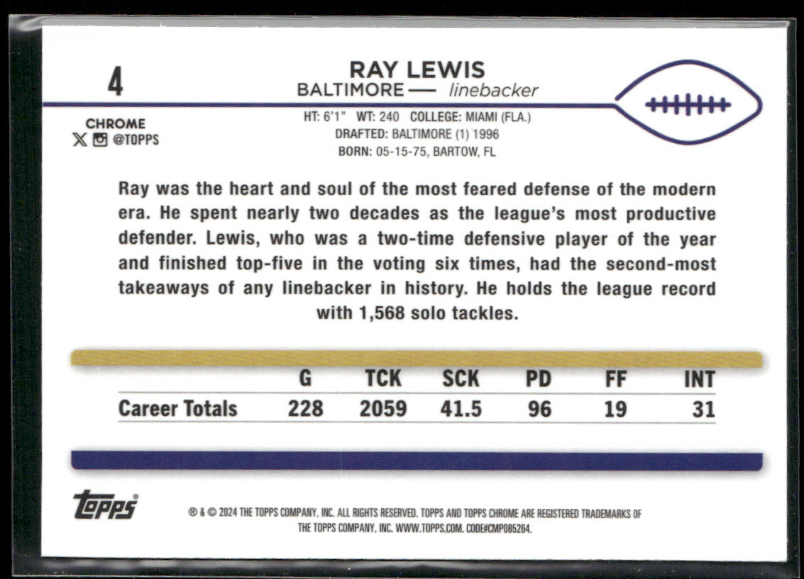 2024 Topps Chrome #4 Ray Lewis