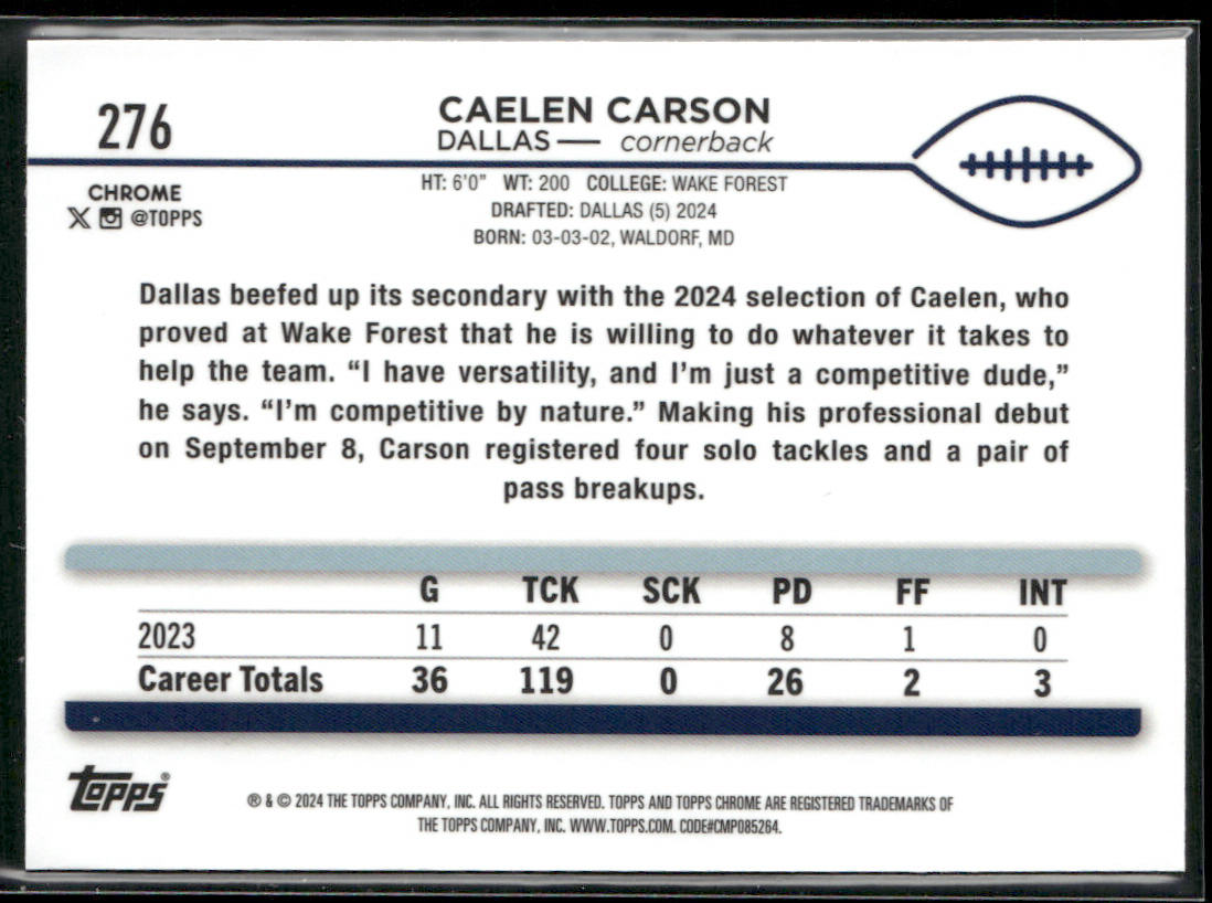 2024 Topps Chrome #276 Caelen Carson