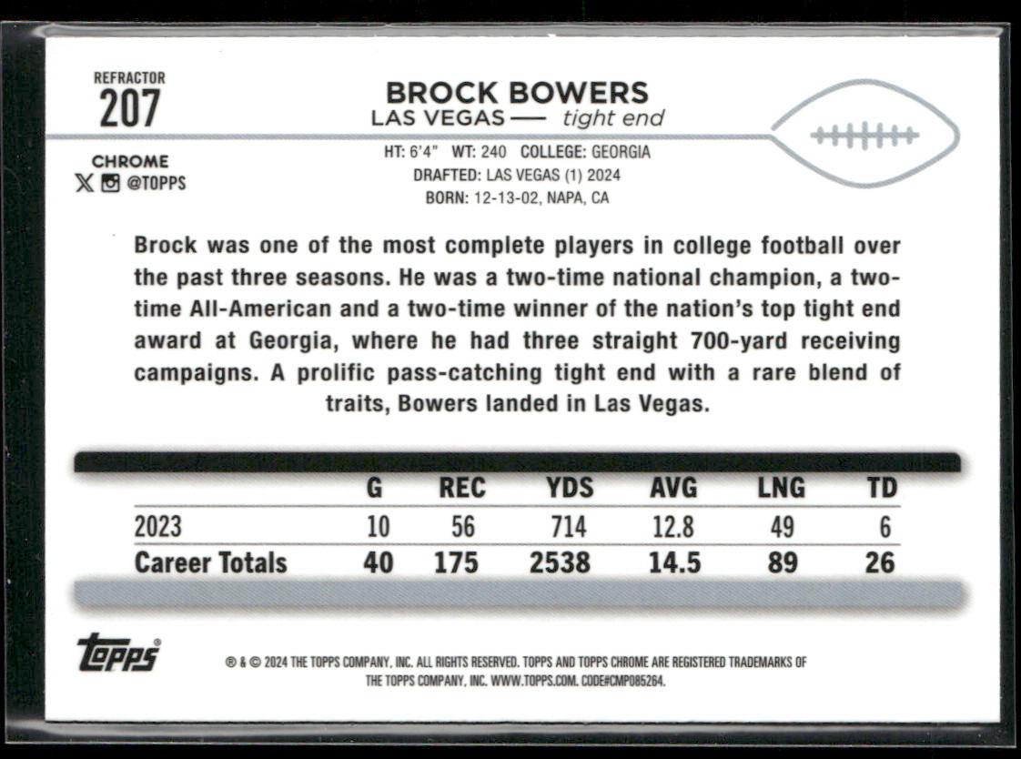 2024 Topps Chrome #207 Brock Bowers