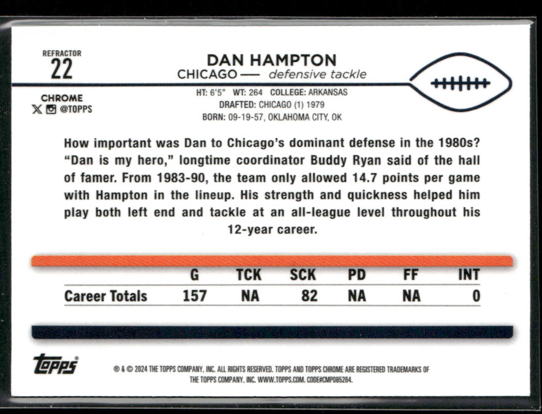 2024 Topps Chrome #22 Dan Hampton Refractor