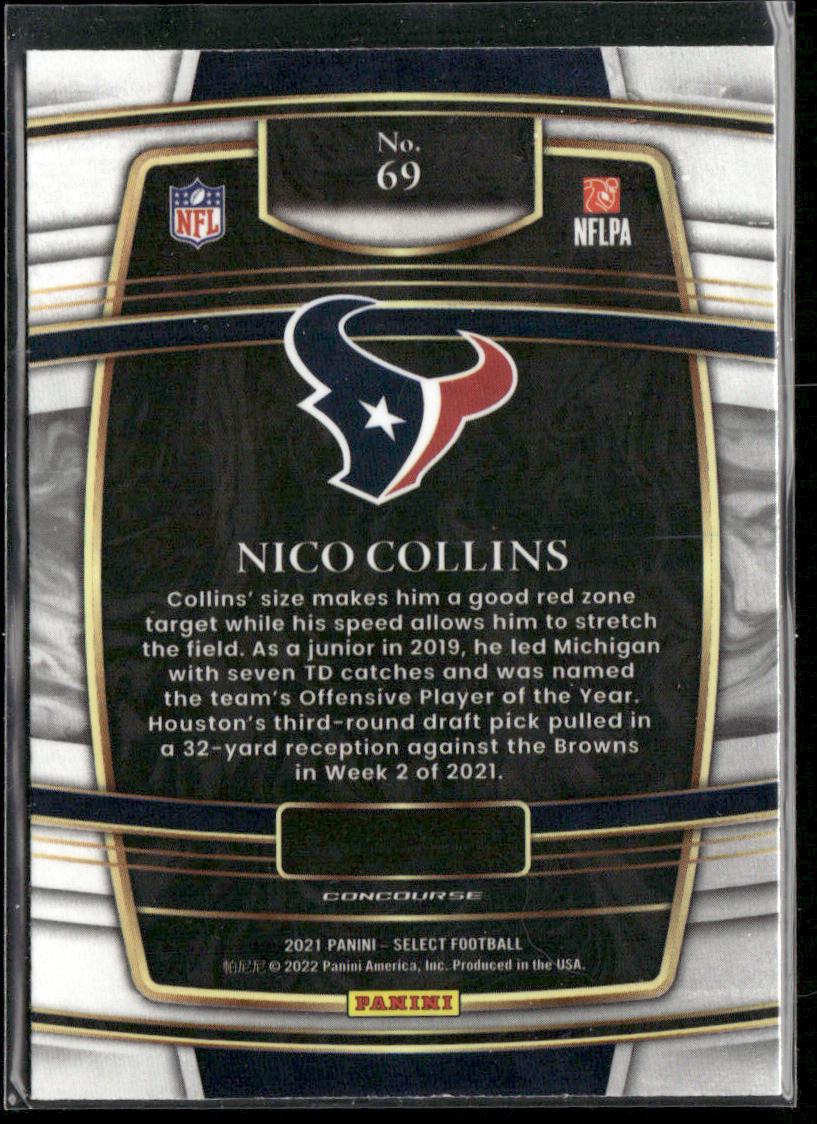 Nico Collins 2021 Panini Select #69 RC Houston Texans