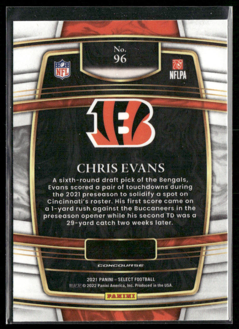 Chris Evans 2021 Panini Select #96 RC Cincinnati Bengals