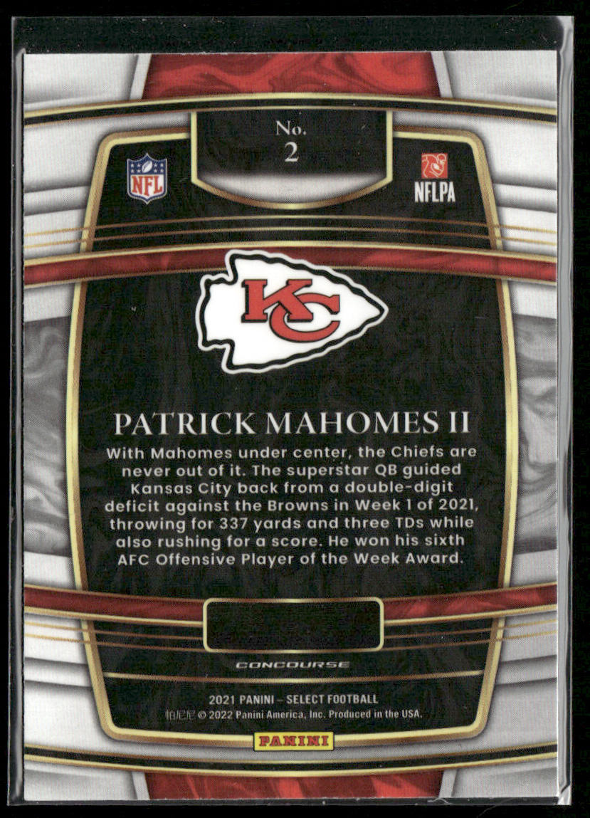 Patrick Mahomes II 2021 Panini Select #2 Kansas City Chiefs