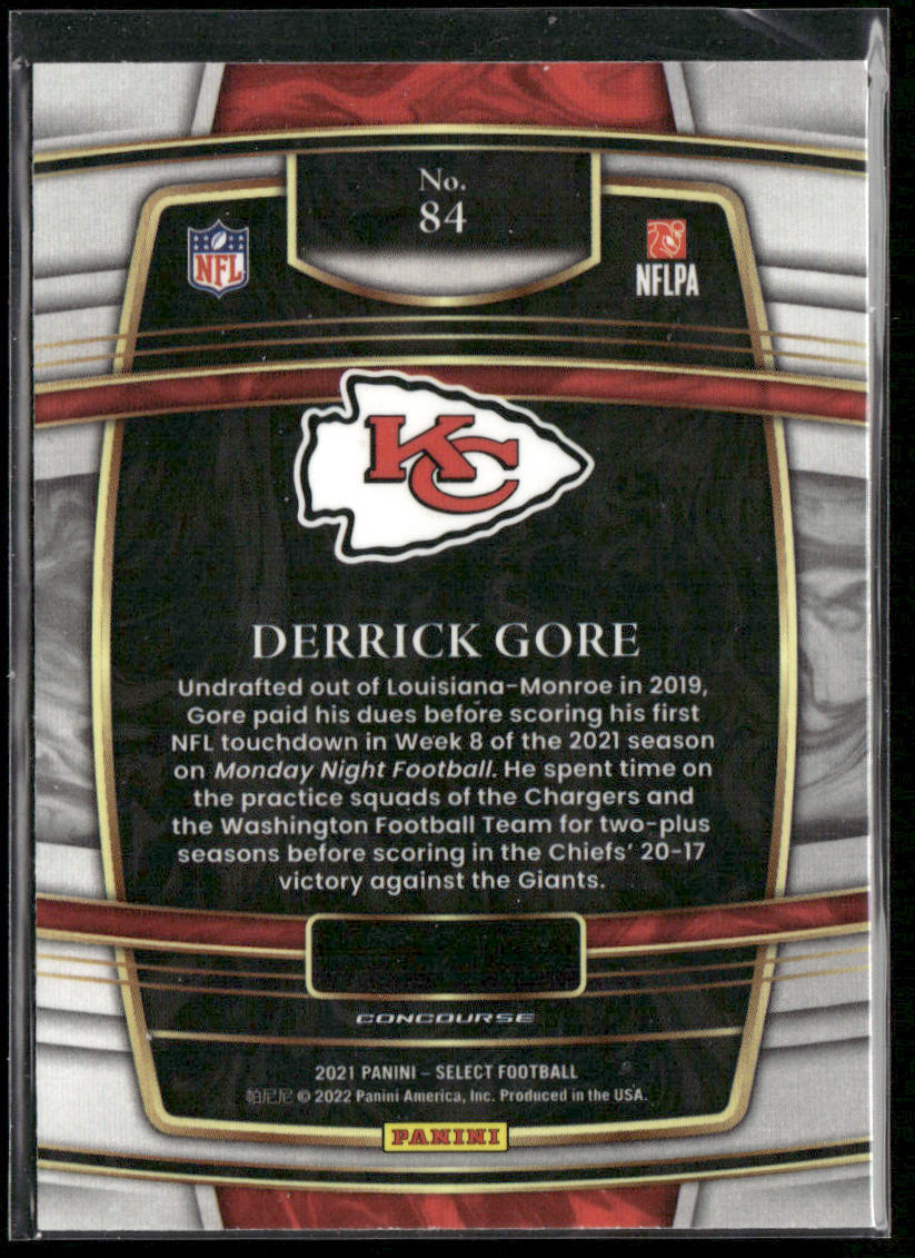 Derrick Gore 2021 Panini Select #84 RC Kansas City Chiefs