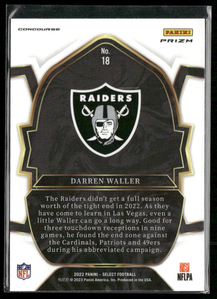 Darren Waller 2022 Panini Select Silver Prizm #18 Las Vegas Raiders