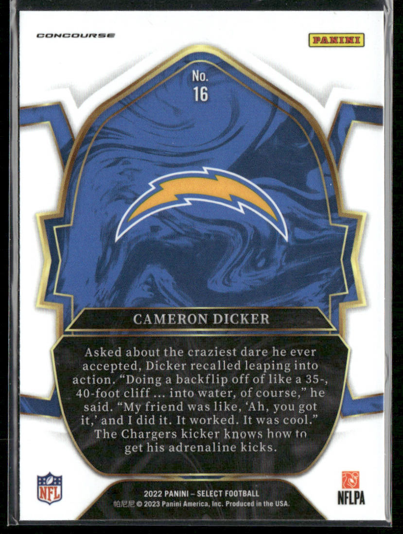 Cameron Dicker 2022 Panini Select #16 RC Los Angeles Chargers