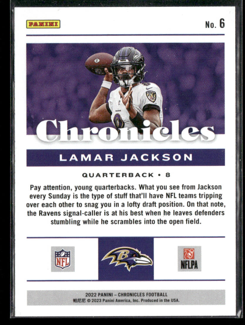 Lamar Jackson 2022 Panini Chronicles #6 Baltimore Ravens