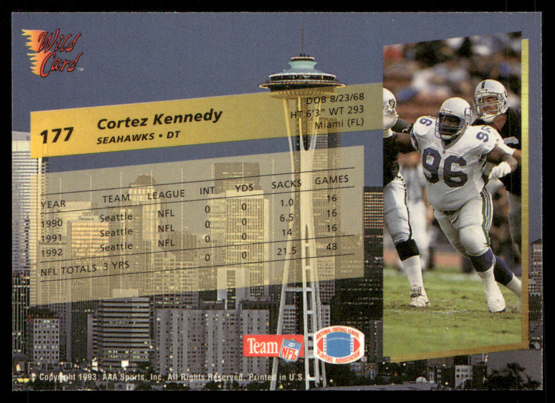 Cortez Kennedy 1993 Wild Card #177 Seattle Seahawks