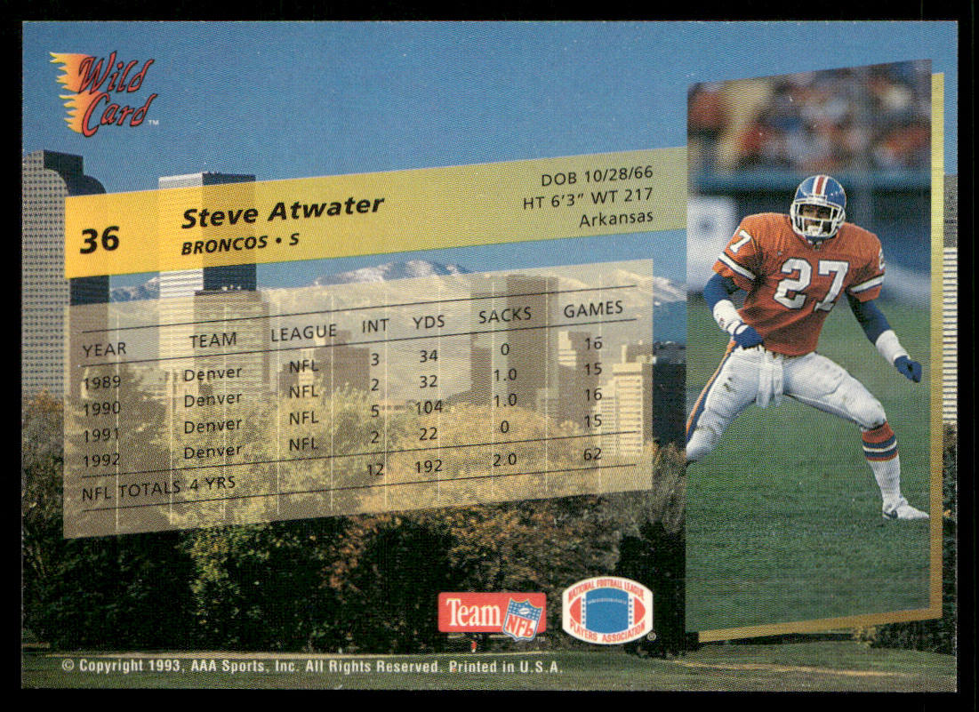 Steve Atwater 1993 Wild Card #36 Denver Broncos