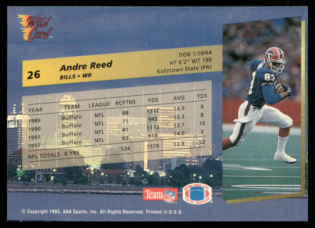 Andre Reed 1993 Wild Card #26 Buffalo Bills
