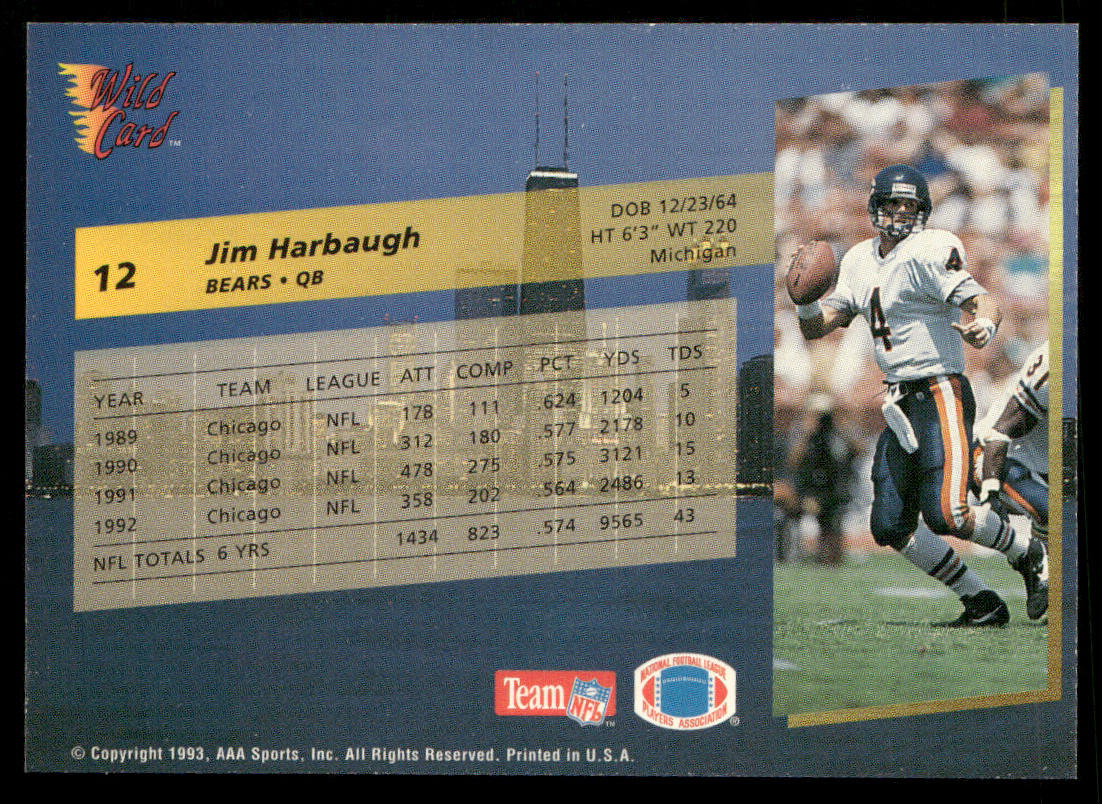 Jim Harbaugh 1993 Wild Card #12 Chicago Bears