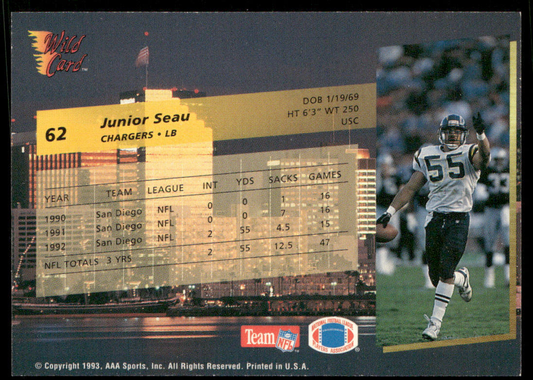 Junior Seau 1993 Wild Card #62 San Diego Chargers