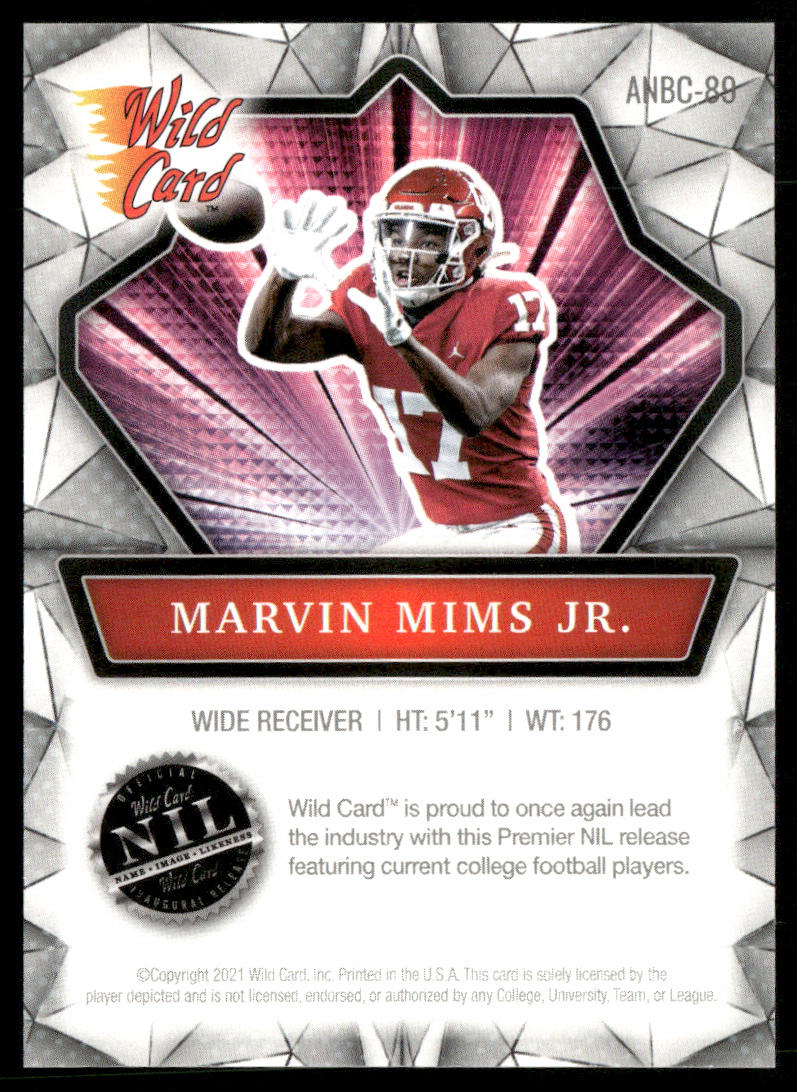 Marvin Mims 2021 Wild Card Alumination NIL #ANBC-89 Oklahoma Sooners