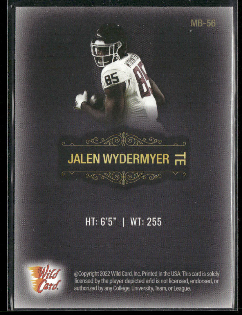 Jalen Wydermyer 2022 Wild Card Matte Black #MB-56 Texas A&M Aggies